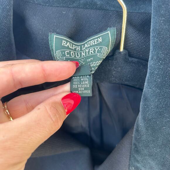 Vintage Ralph Lauren Country Wool Velvet Double Breasted Military Jacket USPS 8 - Picture 4 of 11